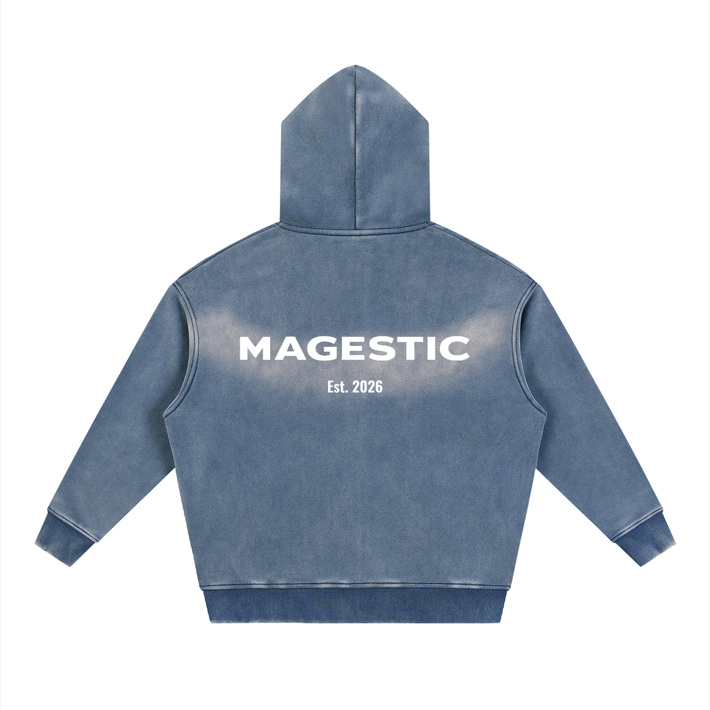 Washed Two-way Zipper Fleece Hoodie