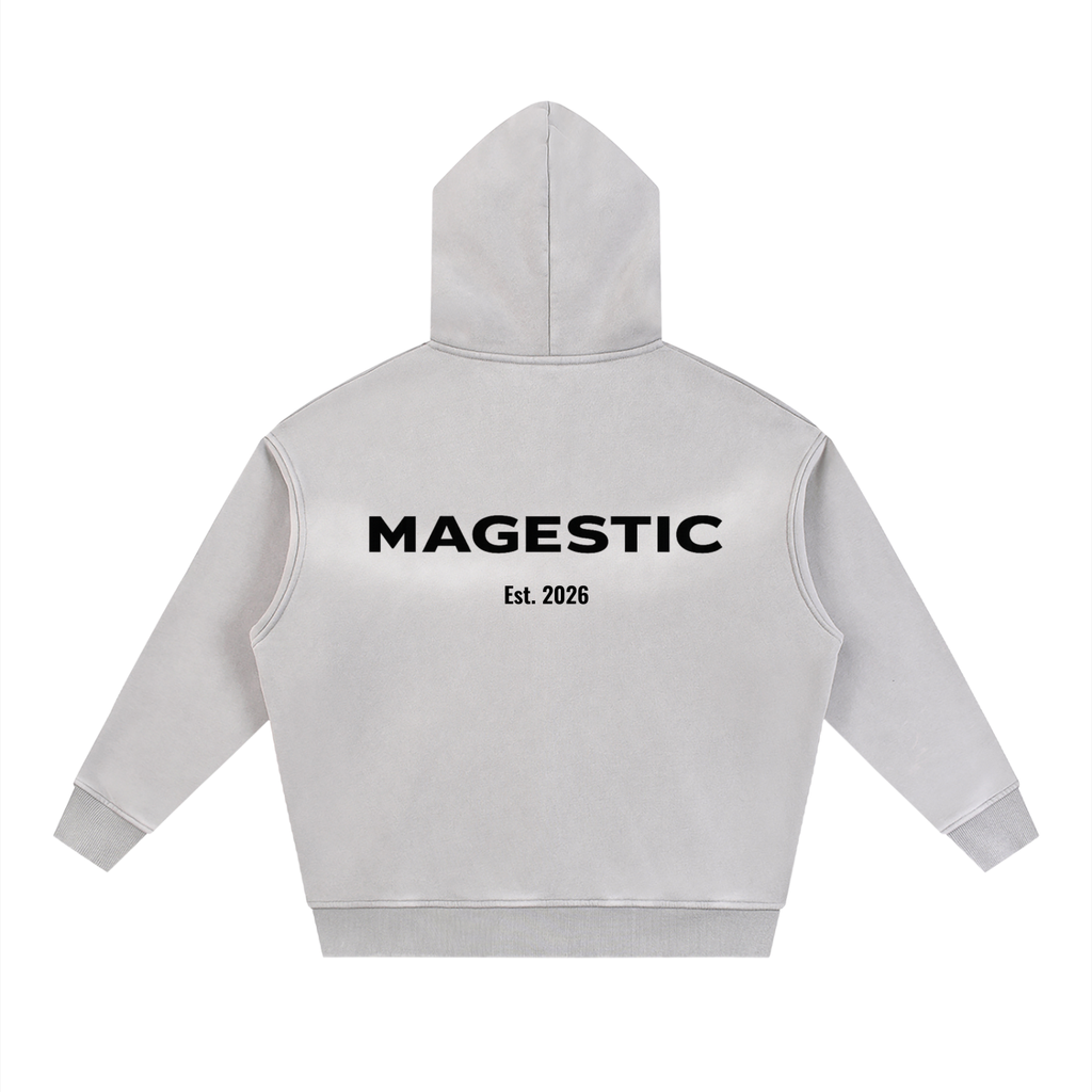 Washed Two-way Zipper Fleece Hoodie