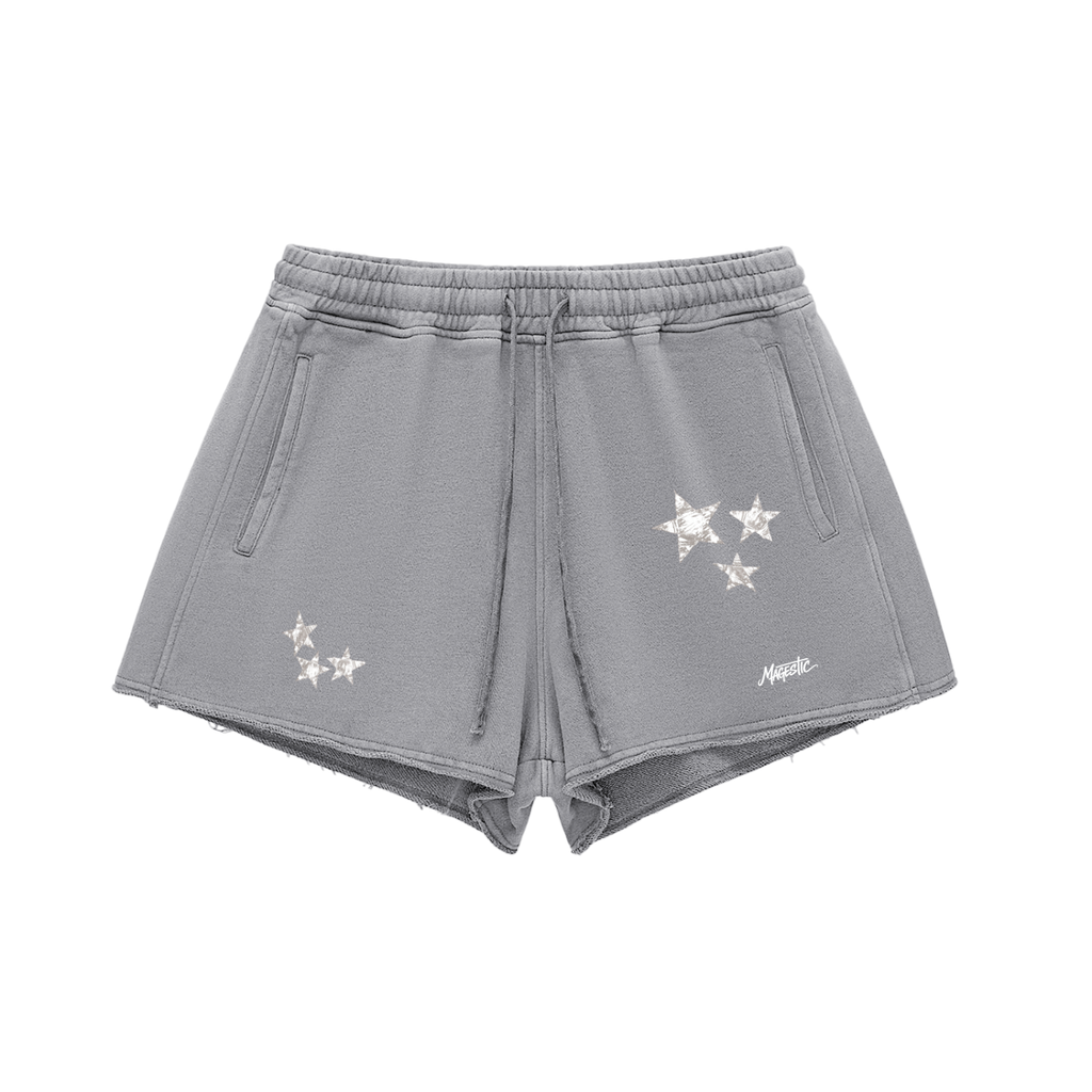 Star Raw Edge Drawstring Shorts