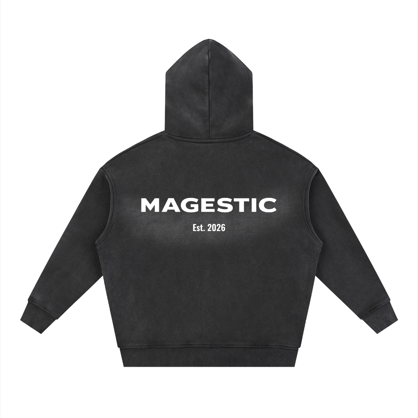 Washed Two-way Zipper Fleece Hoodie