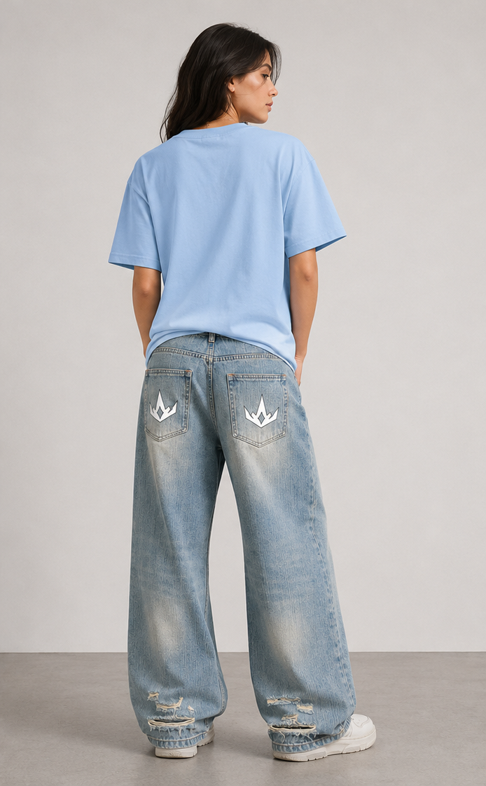 Light Wash Distressed Denim Jeans