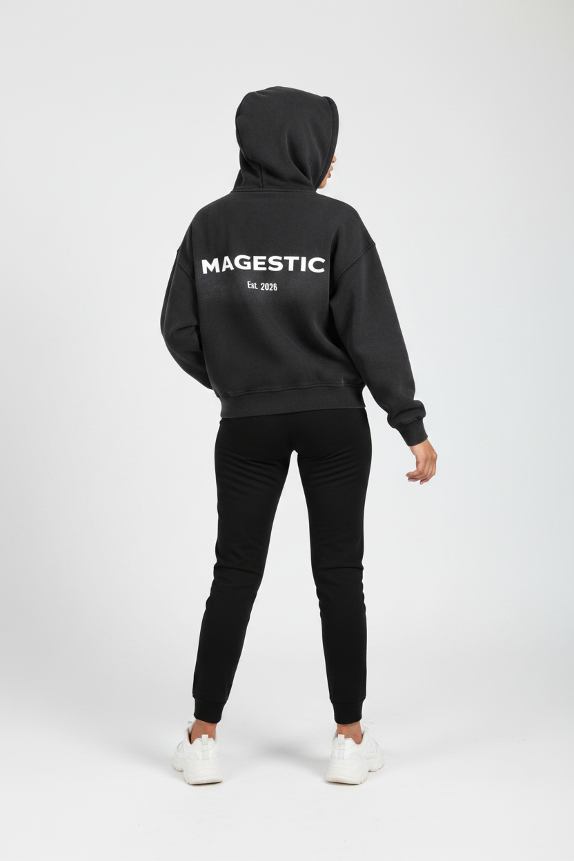 Washed Two-way Zipper Fleece Hoodie