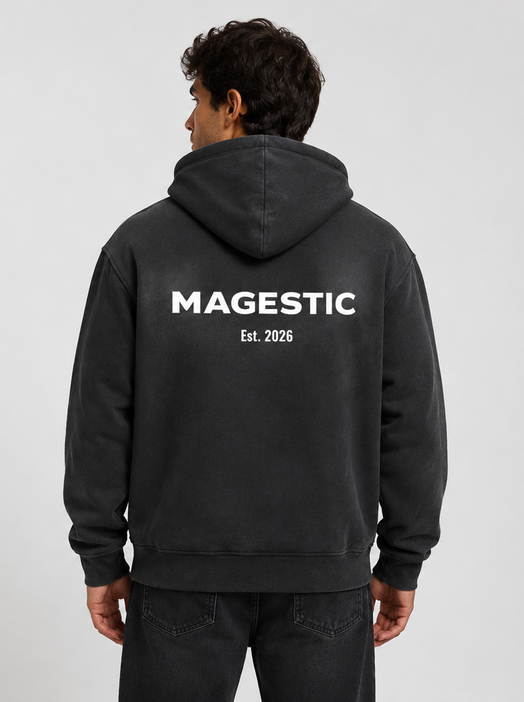 Washed Two-way Zipper Fleece Hoodie