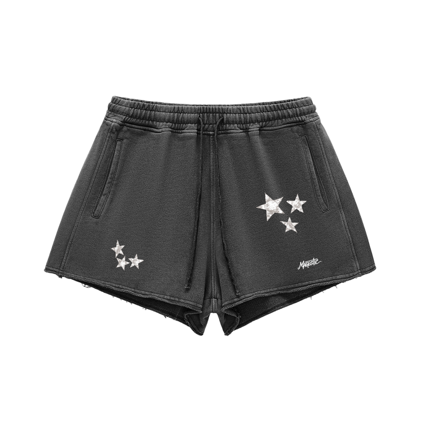 Star Raw Edge Drawstring Shorts