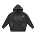 Washed Two-way Zipper Fleece Hoodie